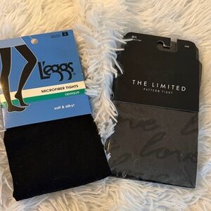 Bundle of 2 LEGGS and the limited Black Microfiber Tights pattern tights medium
